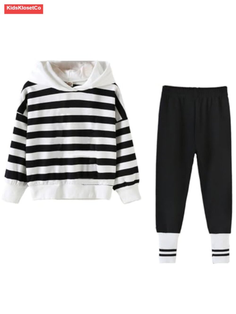 Girls Striped Hooded Shirt and Jogging Pants 2-Piece Outfit Set